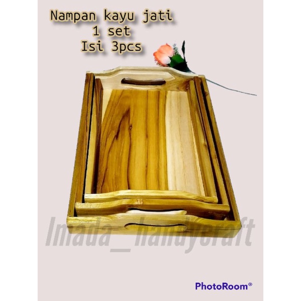 Jual Nampan Kayu Baki Kayu Jati Pilihan Set Isi Pcs Nampan Saji Set Kayu Jati Isi