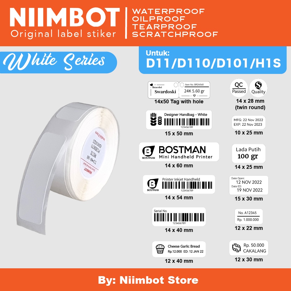 Jual White Thermal Label Printer Sticker Niimbot D11 D110 D101 H1S