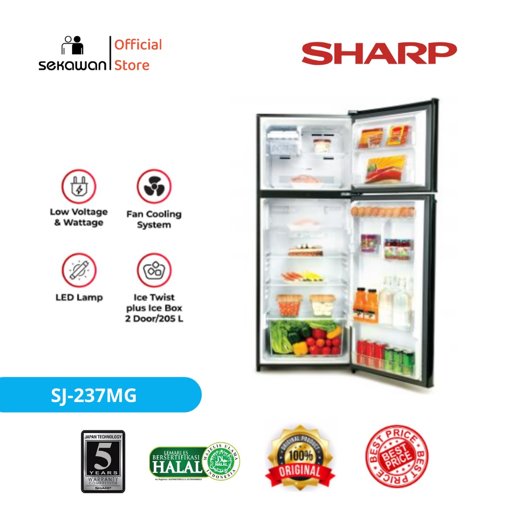 Jual Kulkas 2 pintu SHARP SJ-237MG | Shopee Indonesia