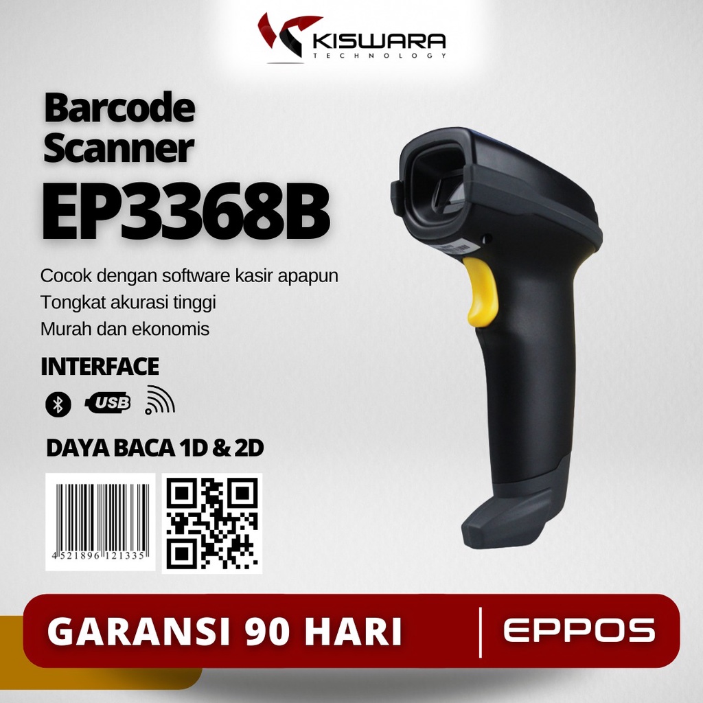 Jual Barcode Scanner 1d2d Eppos Ep3368b Bluetooth Wireless Shopee