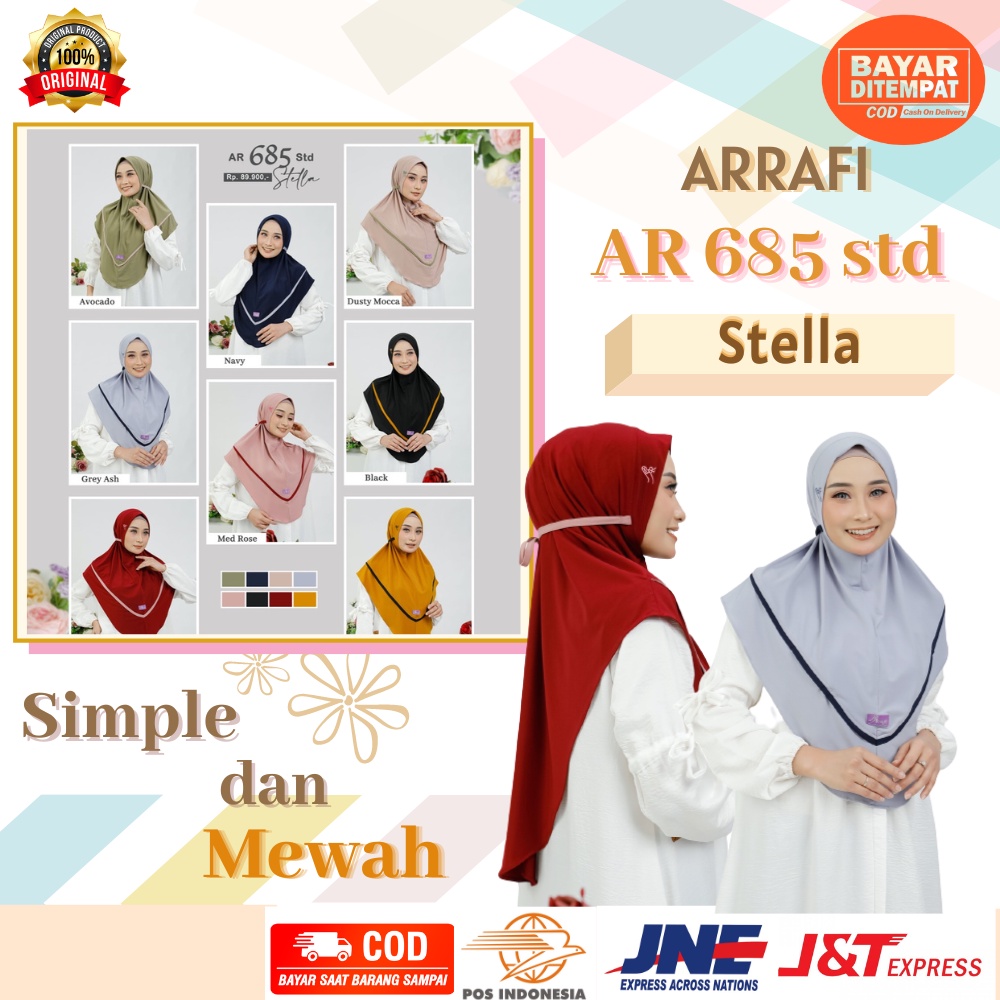 Jual Jilbab Arrafi Hijab Terbaru 2022 Ar 685 Std Hijab Bergo Instan Arafi Terkini Krudung 0809