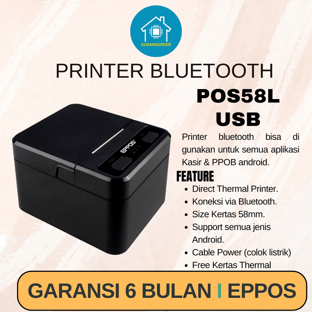 Jual Printer Eppos kecil bluetooth Thermal POS58L 58mm usb Shopee
