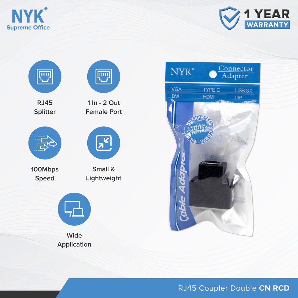 NYK Barel DOUBLE RJ45 METAL COUPLER FEMALE RJ45 LAN 1 KE 2 COD (8)