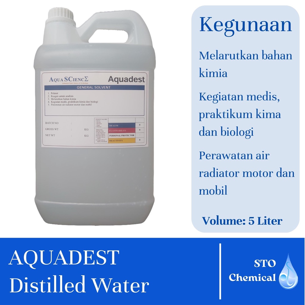 Jual Aquadest 5 Liter Distilled Water Pure Water Aquades Akuades Air Suling Air 1043