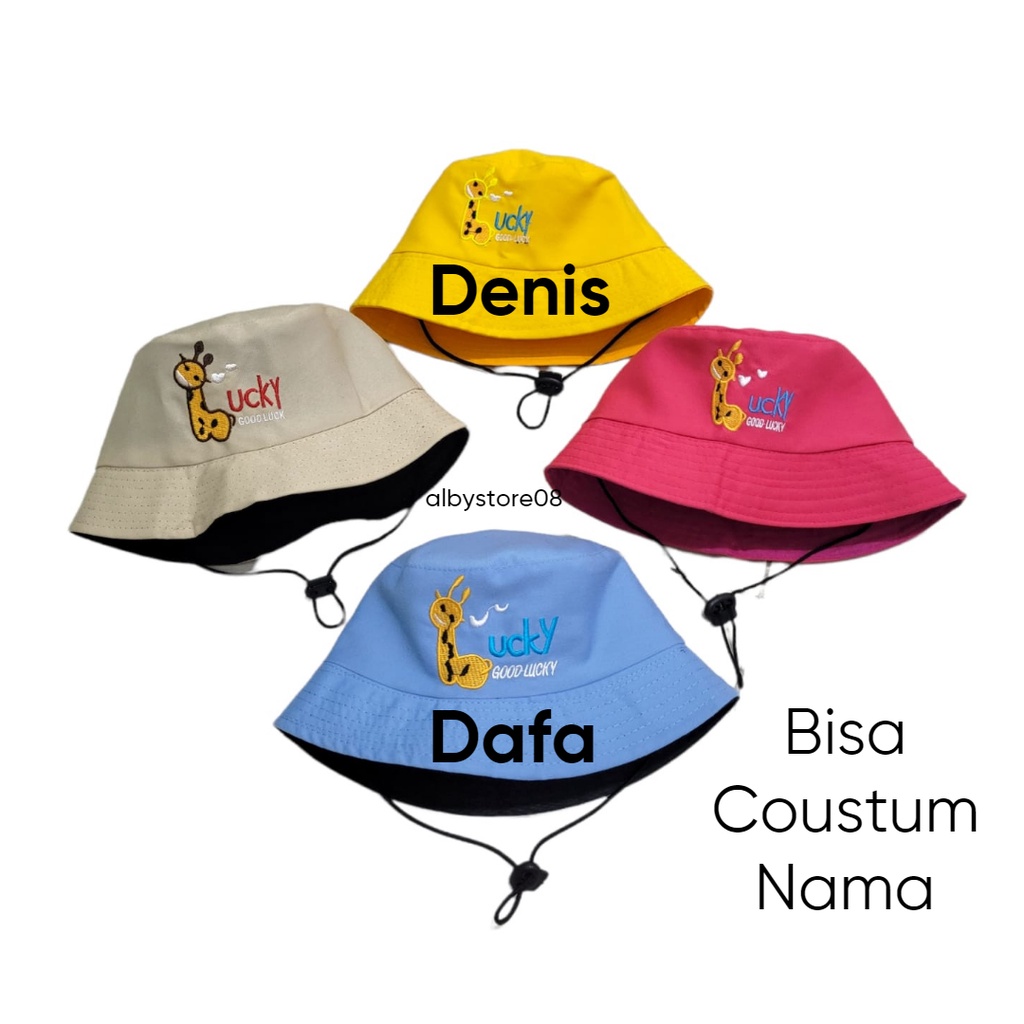 Jual Topi Bucket Anak Bordir Good Lucky Ada Tali / Bucket Anak Bordir ...