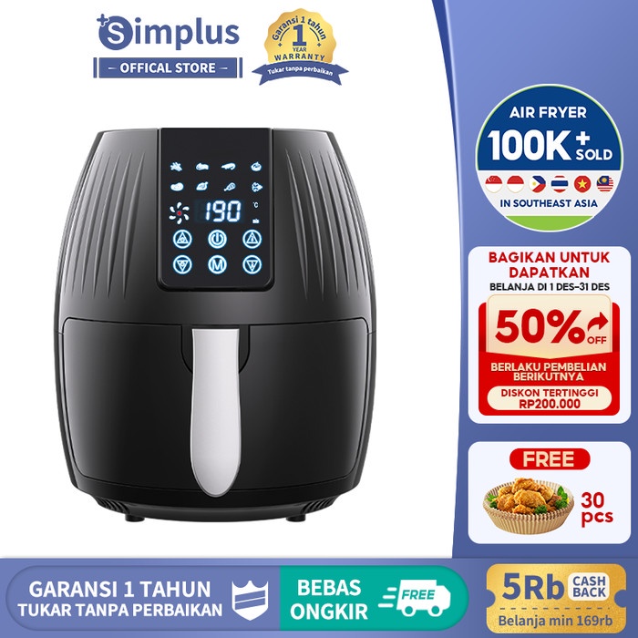 Jual Simplus Air Fryer Digital Penggoreng Tanpa Minyak 5.5L Bebas ...