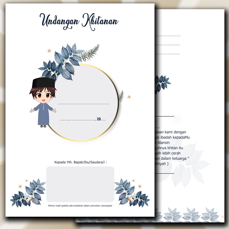Jual UNDANGAN KHITANAN MURAH TULIS TANGAN SENDIRI MODERN SIMPEL PECI