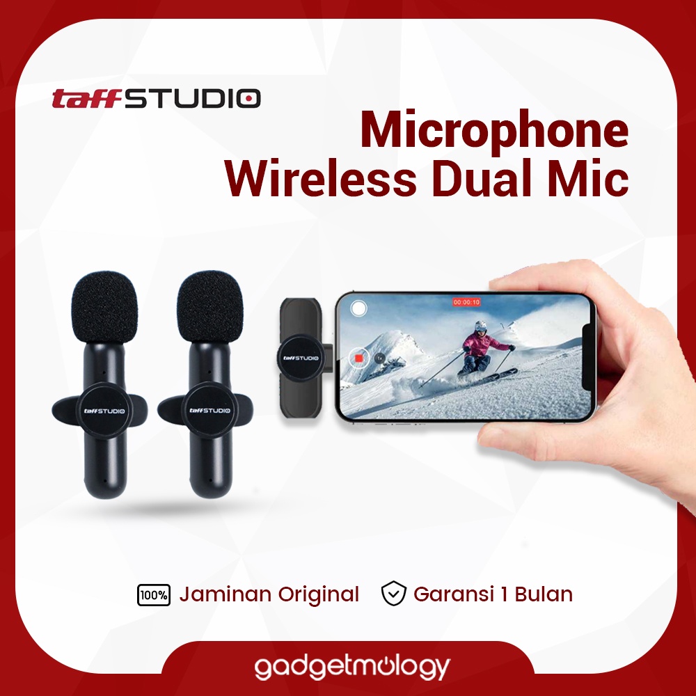 Jual TAFFSTUDIO Mic Clip On Wireless Dual Dua Microphone Bluetooth