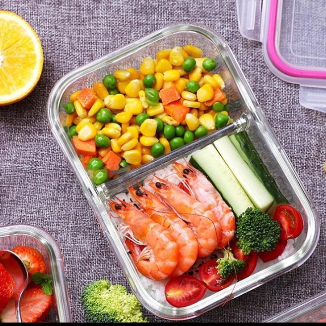 Jual Food Container 1 Liter Anti Tumpah Square Clear Glass Seal Lock ...