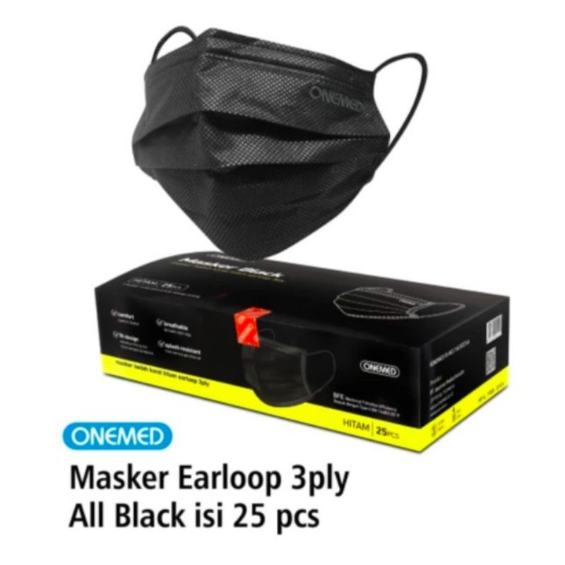 Jual masker onemed black medis 3 ply | Shopee Indonesia