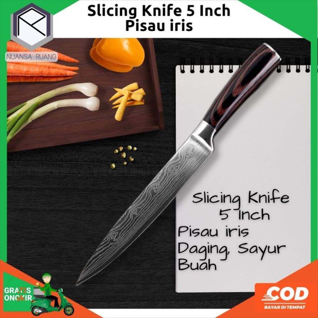 Jual Slicing Knife 5 Inch Damascus Pattern Pisau Dapur Iris Sayur Buah ...