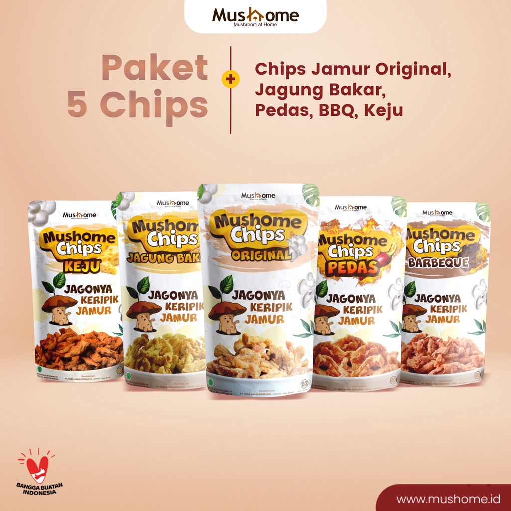 Jual Keripik Jamur Rasa Original, Keju, Pedas, Barbeque & Jagung Bakar
