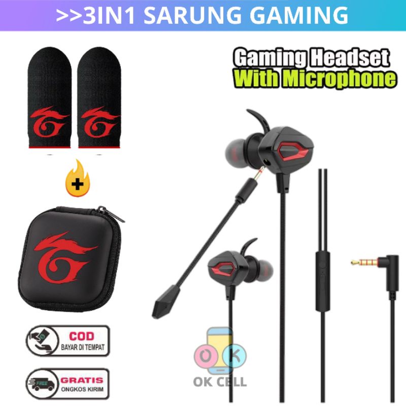 3in1 Headset Gaming Earphone Game With Mic Full Bass Streo Hi-fi High  Quality