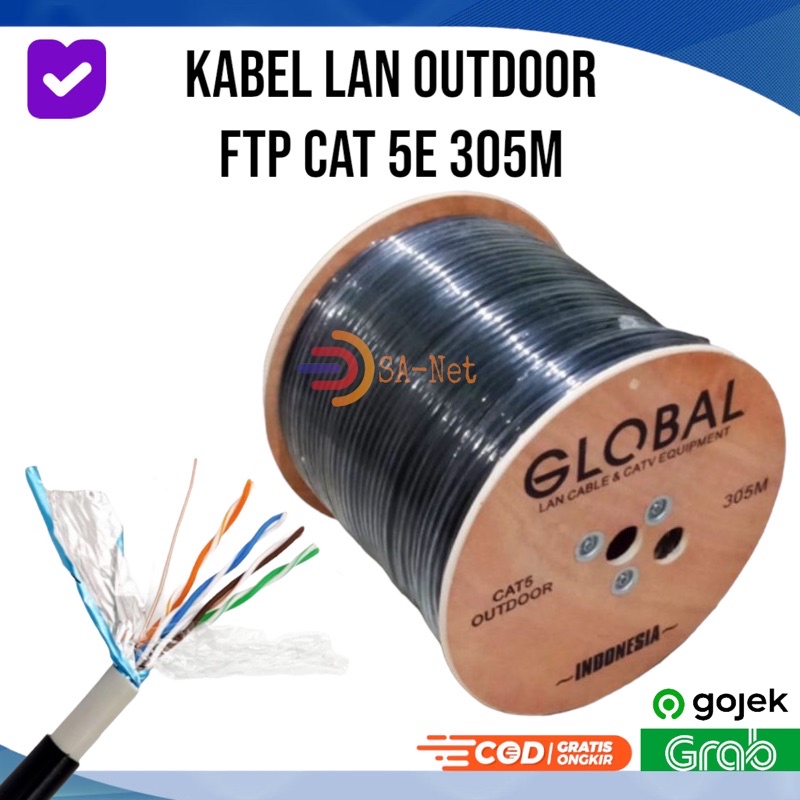 Jual GLOBAL FTP CAT 5 OUTDOOR DOUBLE JACKET 305 METER KABEL LAN SFTP CAT 5E SUPPORT GIGABIT