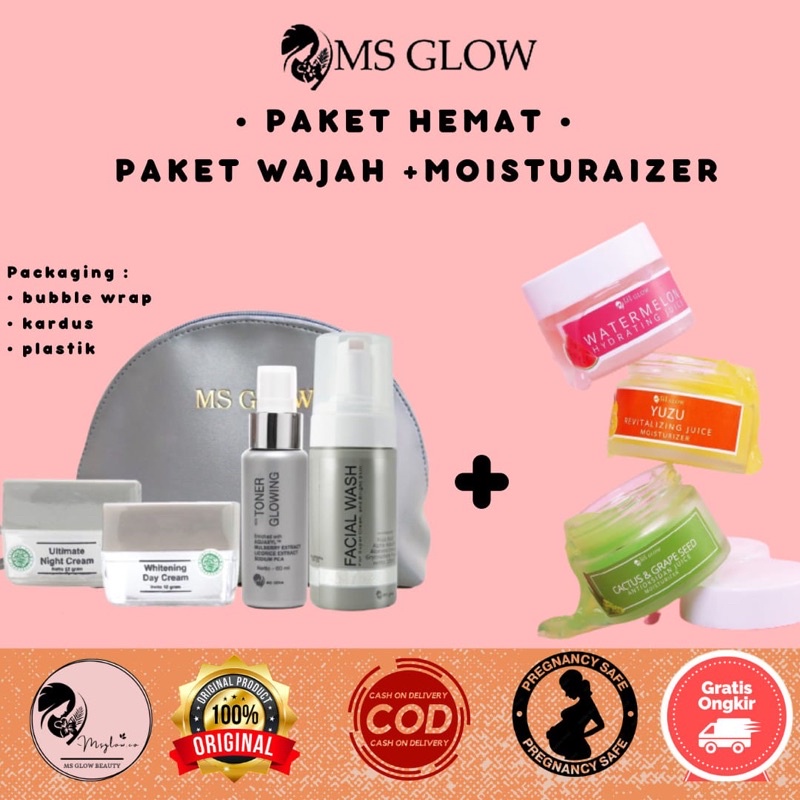 Jual MS GLOW PAKET HEMAT ( PAKET WAJAH & MOISTURAIZER ) | Shopee Indonesia