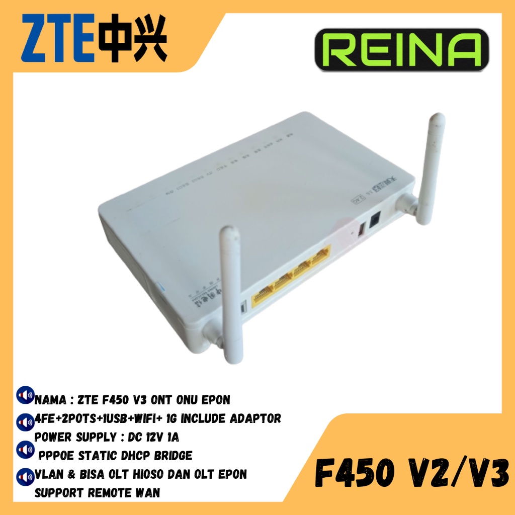 Jual ZTE F450 V2 V3 EPON ONU ONT F450 WIFI MODEM VERSI ENGLISH Shopee