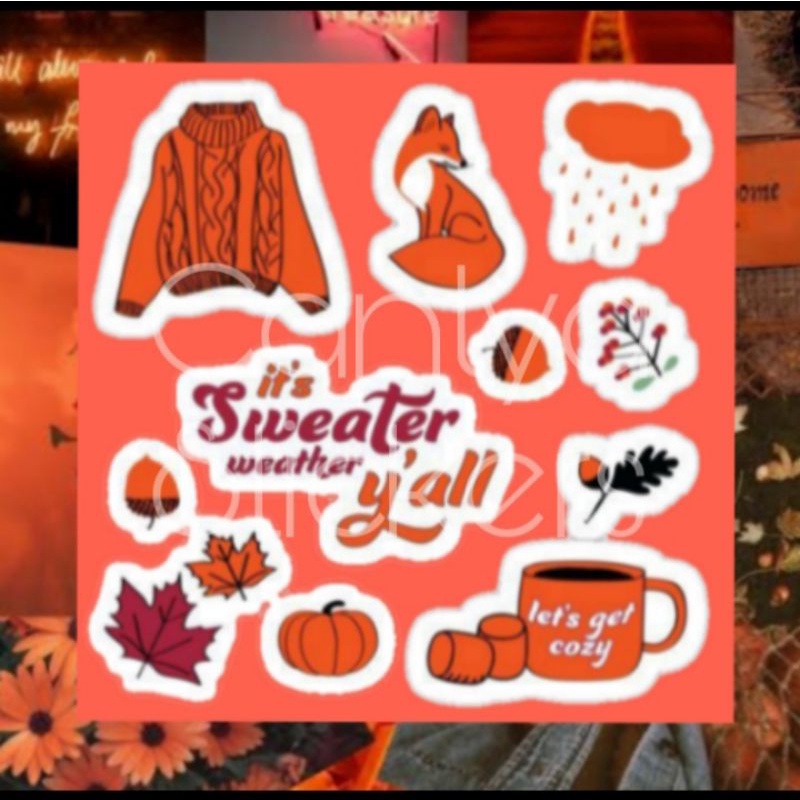 Jual Sticker Jingga Aesthetic Orange // Sticker jingga/oren Journal