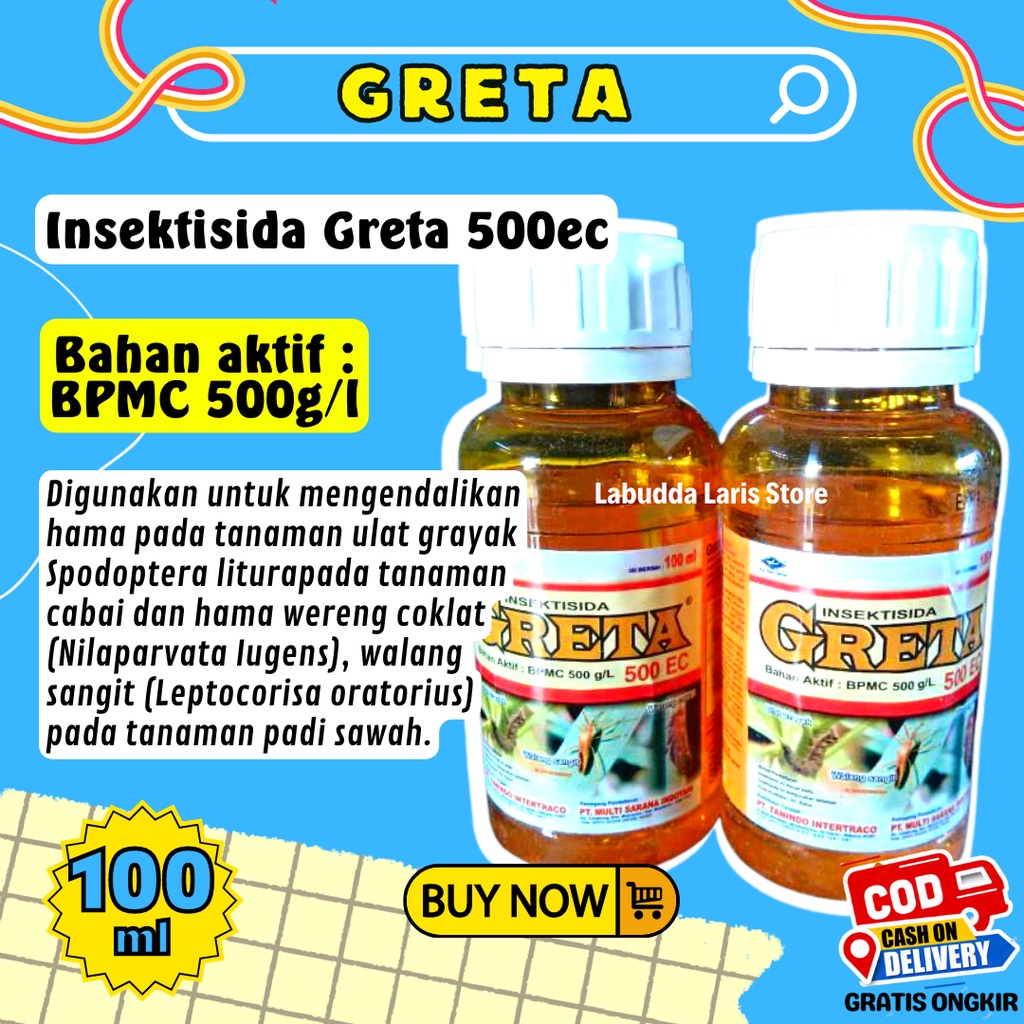 Jual Insektisida Ulat Grayak GRETA 500EC 100ML Racun Kontak Insektisida ...