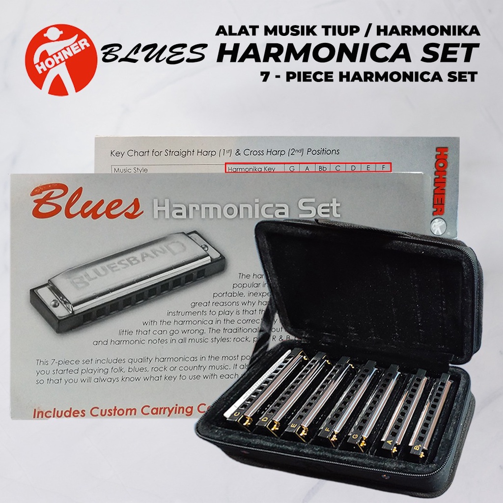 Jual Harmonica Hohner Blues Harmonika Diatonic Set isi 7 Original