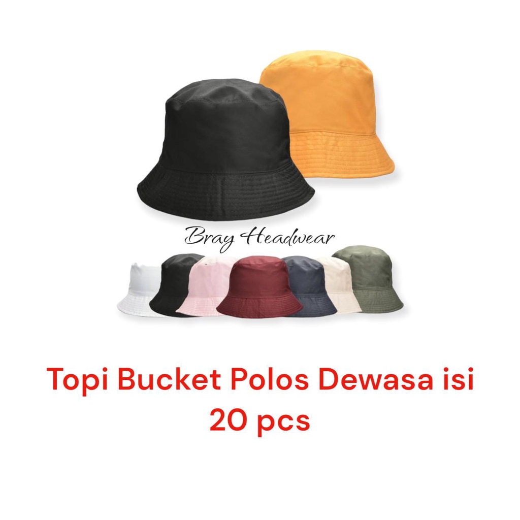 Jual Topi Bucket Polos Dewasa isi 20 pcs | Shopee Indonesia