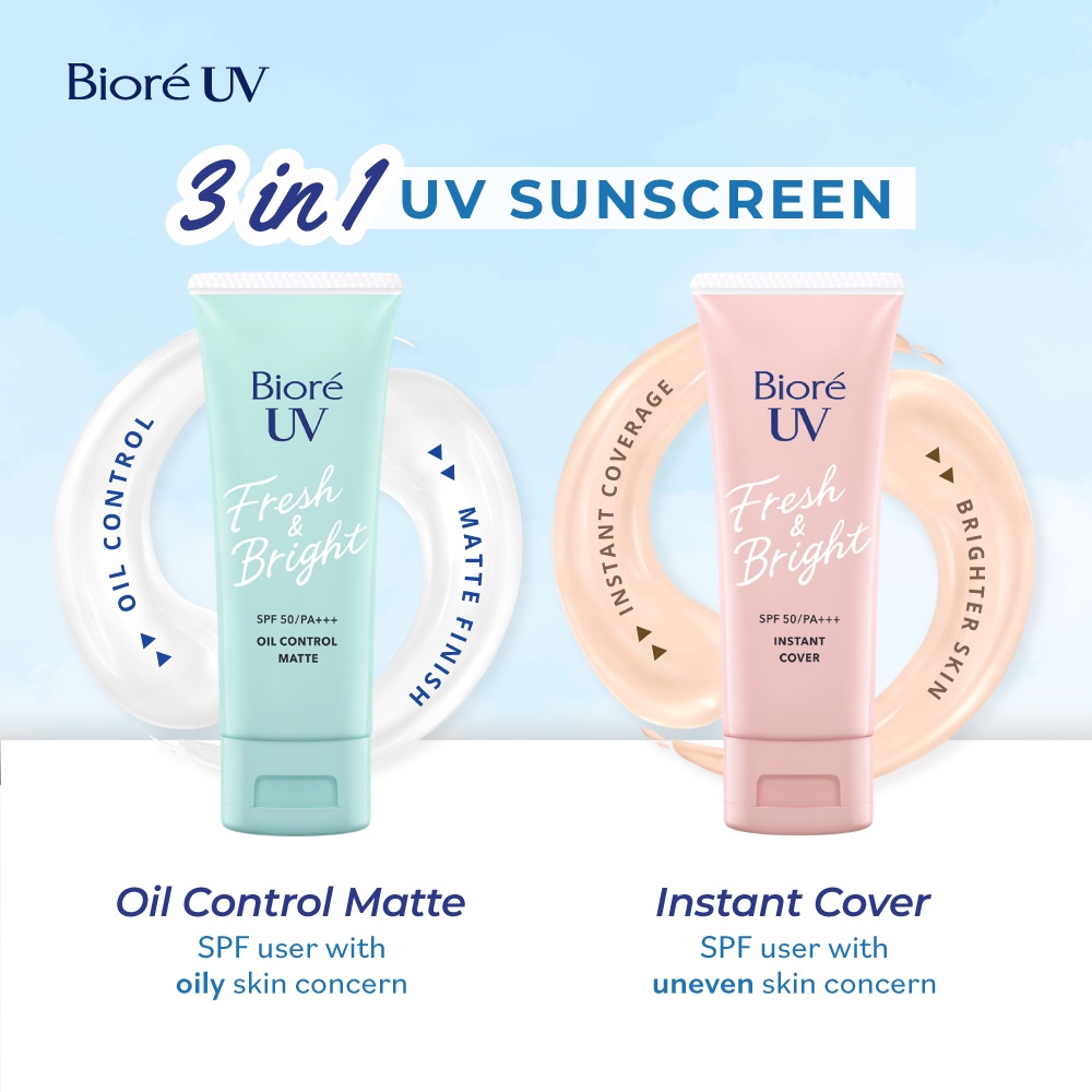 Jual Biore UV Fresh & Bright - Oil Control Matte Sunscreen SPF 50+ PA