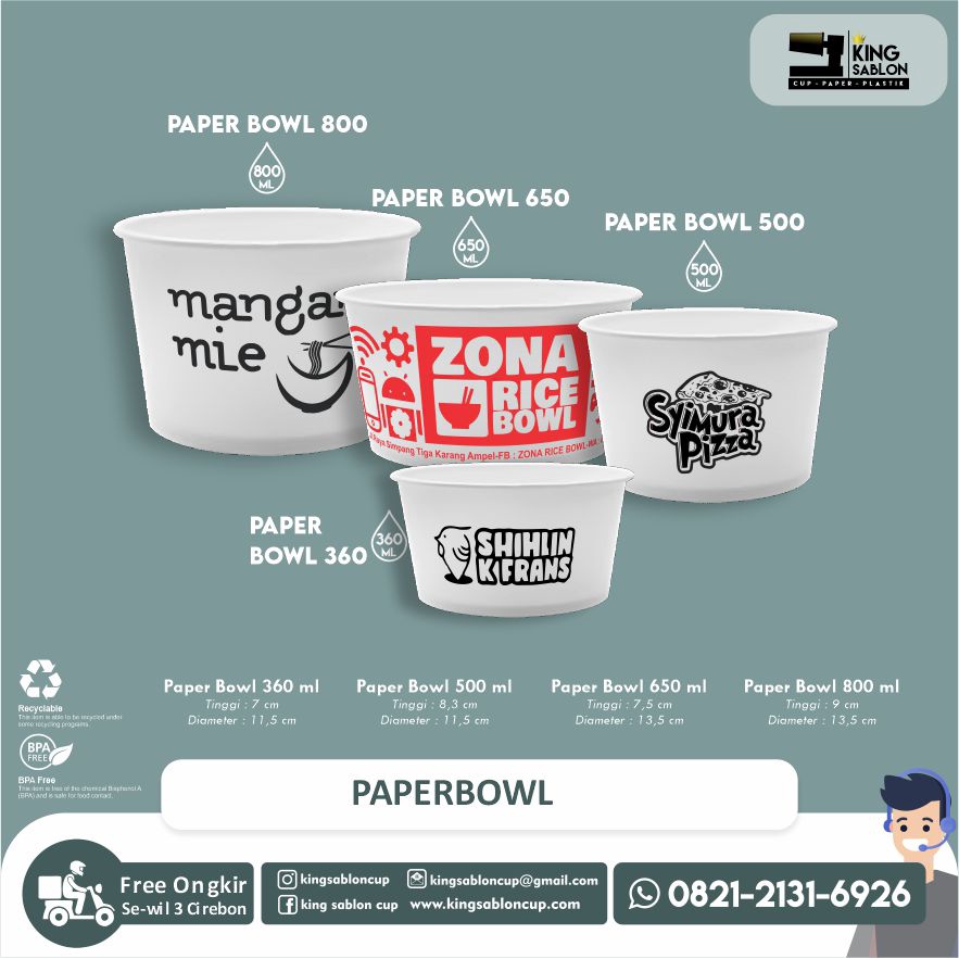 Jual Sablon Paper Bowl Ml Ml Ml Ml Pcs Cetak Logo