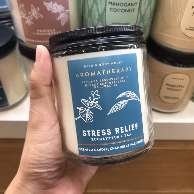 Jual STRESS RELIEF EUCALYPTUS TEA SINGLE WICK CANDLE BATH&BODY WORKS
