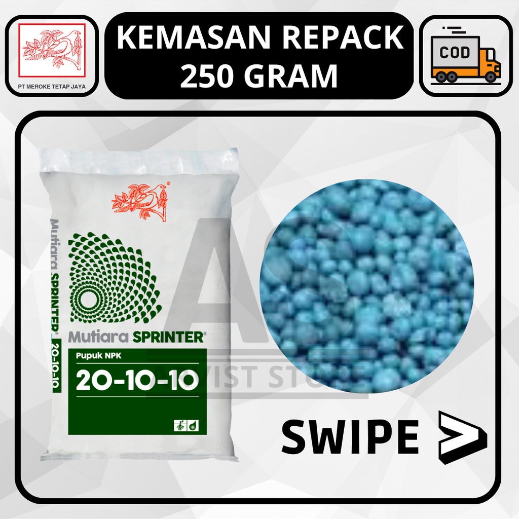 PUPUK MEROKE NPK MUTIARA SPRINTER 20 10 10 REPACK 250 GRAM