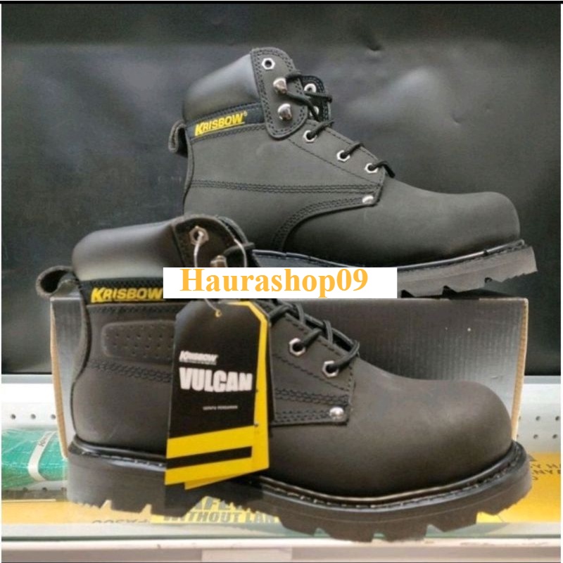 Jual Krisbow Sepatu Safety Vulcan 6 Inch Black And Brown Safety Shoes Sepatu Proyek Besi Sepatu 6239