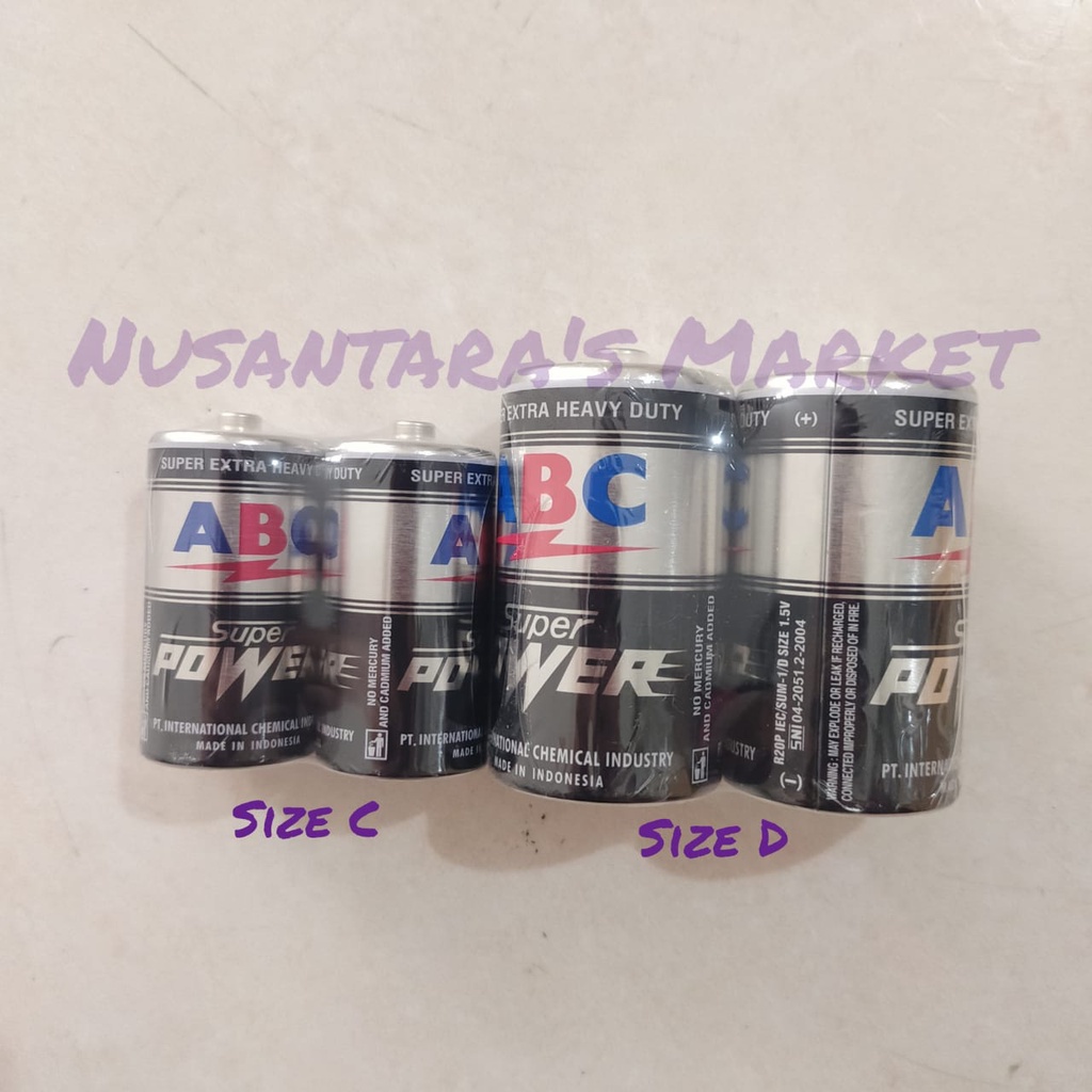 Jual Baterai/Batre/Battery ABC Super Power R14/C (isi 2 pcs) | Shopee ...