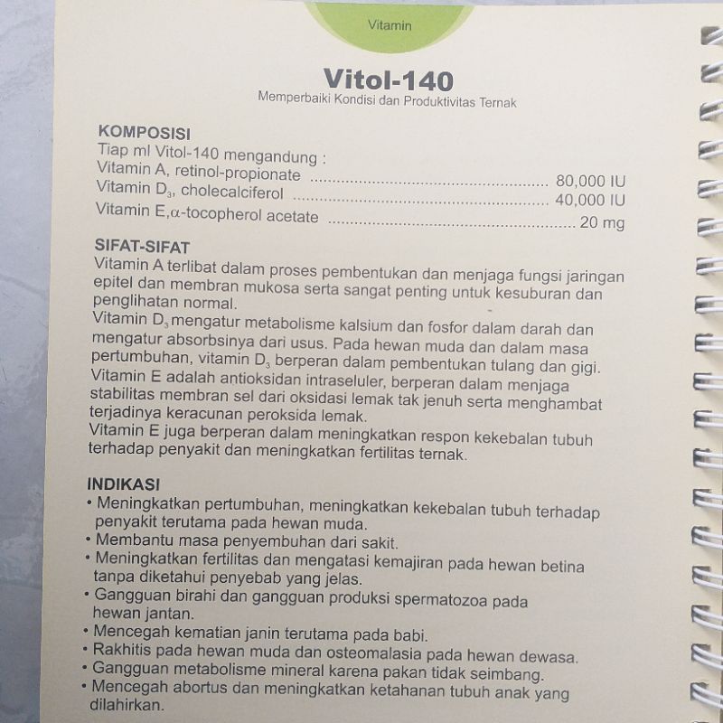 Jual Vitol-140 Memperbaiki kondisi dan produktivitas ternak 100 ml ...