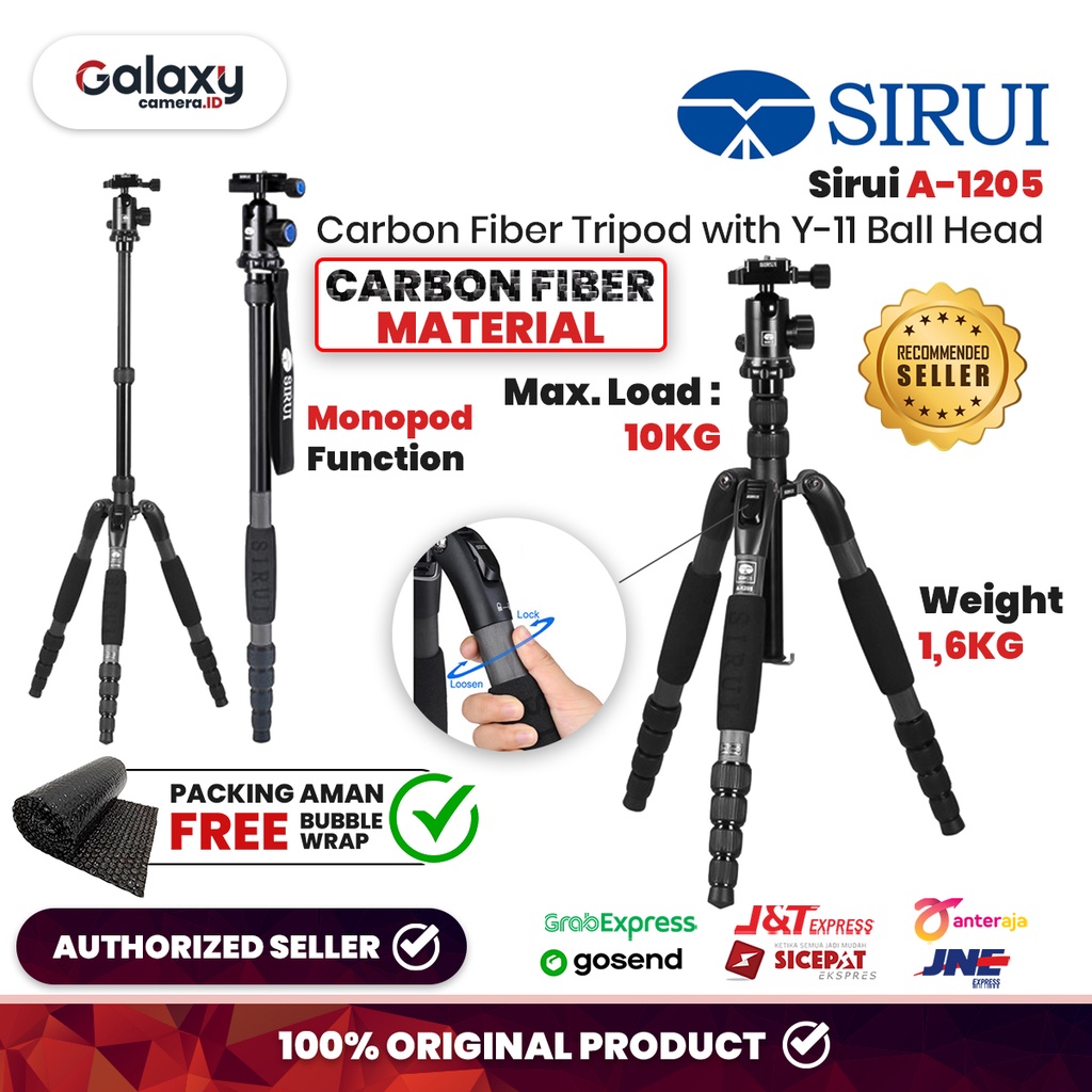 Jual Sirui A1205 Carbon Fiber Tripod with Y11 Ball Head Sirui A1205