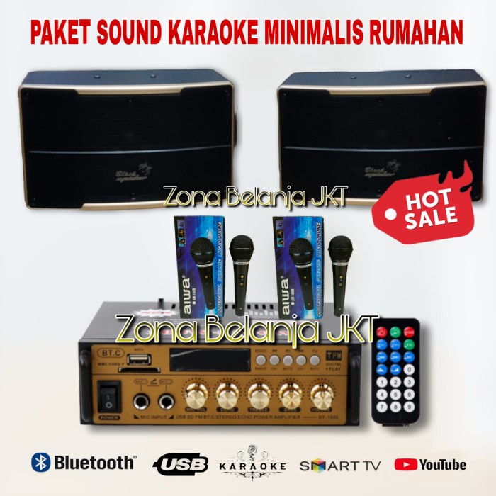Jual PAKET SOUND SYSTEM KARAOKE HEMAT SPEAKER 6 INCH AMPLI MIC ( M1