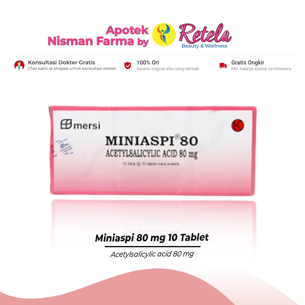 Jual Miniaspi 80mg 1 Box 100 Tablet Acetylsalicylic Acid 80 Mg