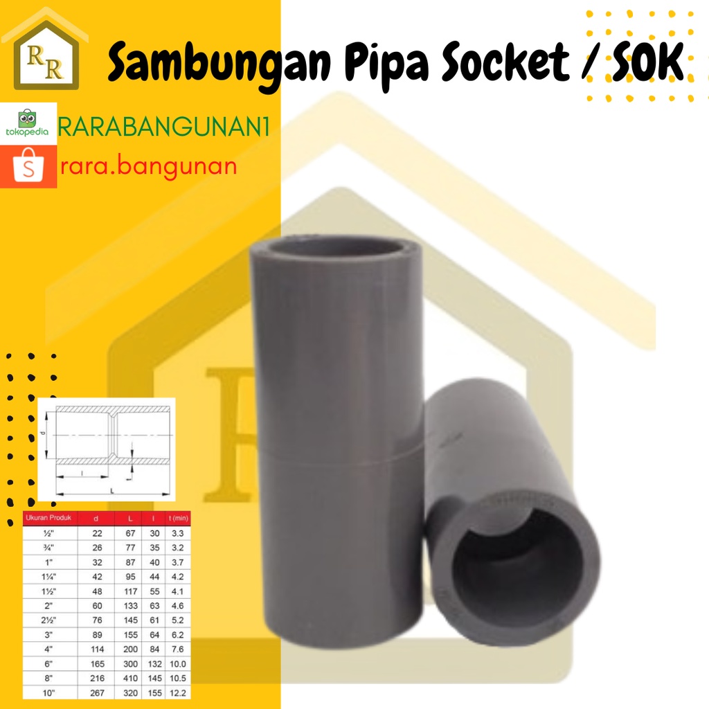 Jual Sambungan Pipa Pvc Socket Sok Ukuran Shopee Indonesia