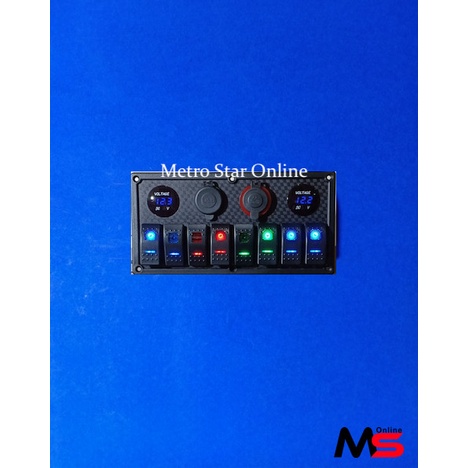 Jual Switch Panel 8 Saklar Model ARB, Dual Voltmeter, USB, Lighter ...
