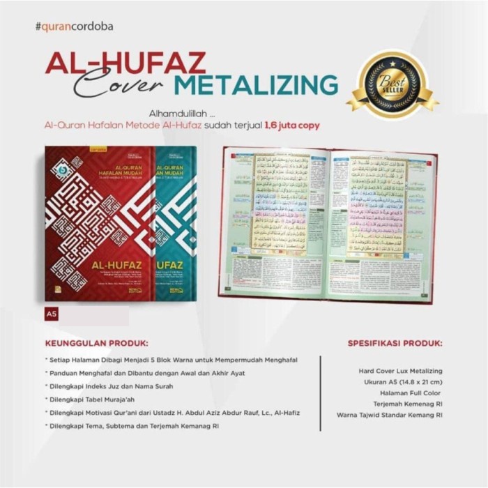 Jual Al Quran Al Hufaz Metalizing Reguler Terjemah Tajwid Hc Qpp Cordoba Alquran A Hafalan