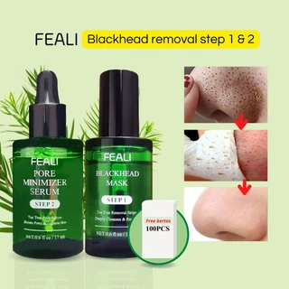 (BPOM) FEALI Blackhead Remover Mask Step1 Peel Off Free Kertas & Step2 Pore Serum
