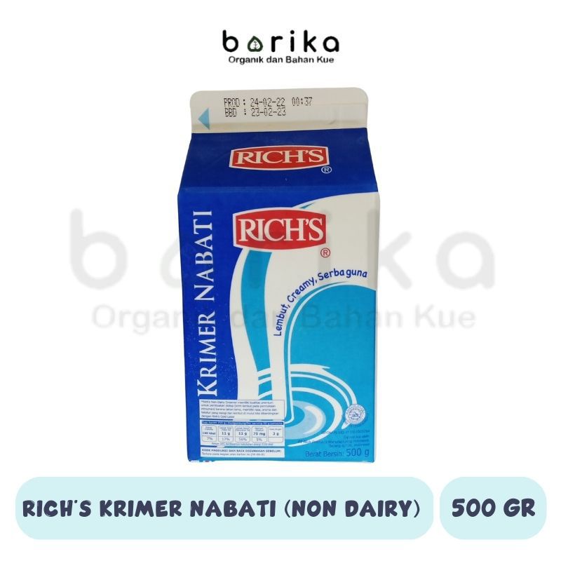 Jual 0124 RICH'S Krimer Nabati NonDairy Cair NonDairy Creamer 500gr Krimer Minuman Kue