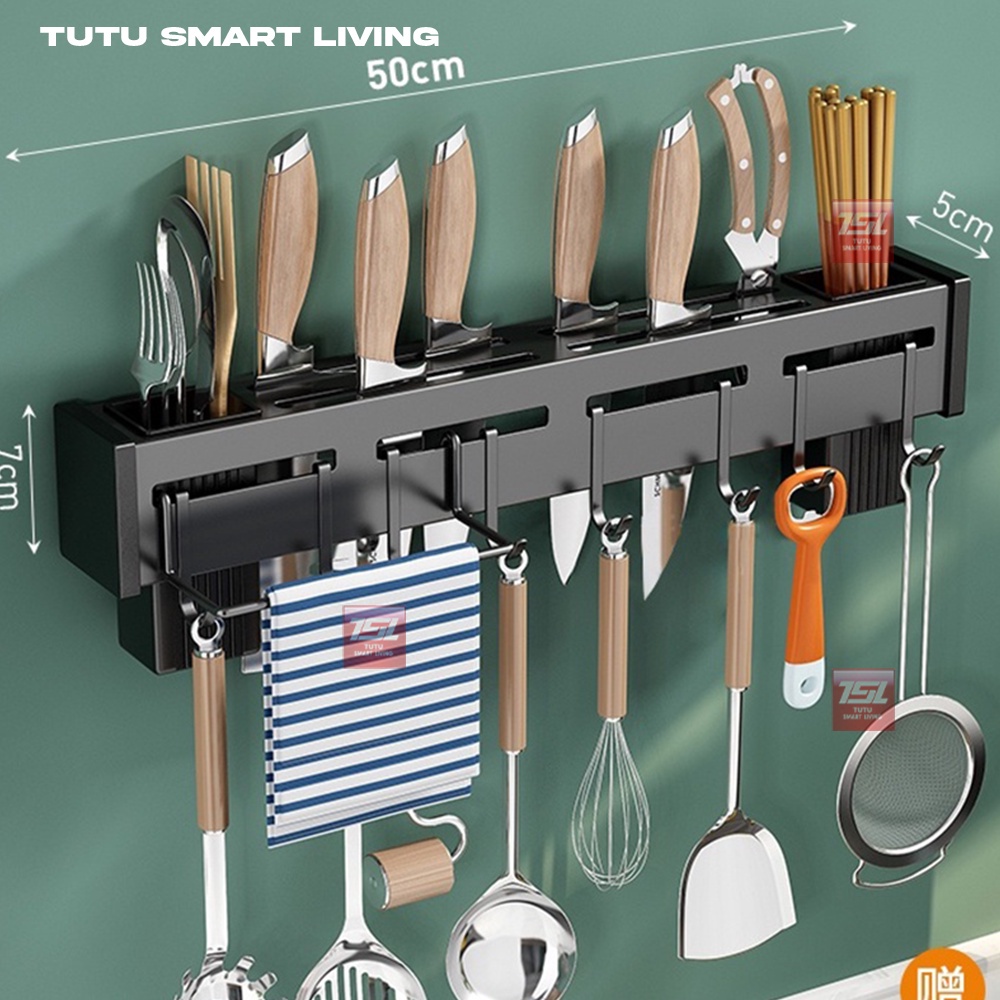 Jual TUTU Rak Dinding Dapur Stainless Steel / Rak Pisau Dapur Gantung ...