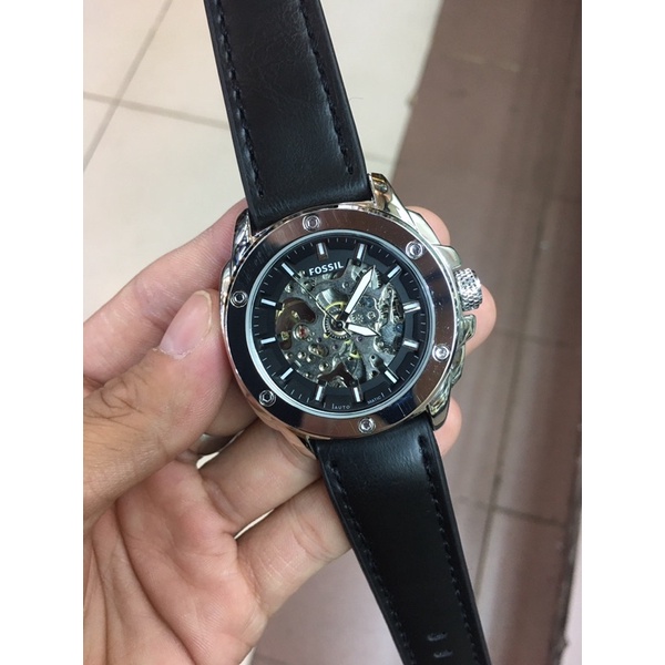 Jual Jam Tangan Pria Cowok Automatic Tourbillon Transparan Strap Kulit