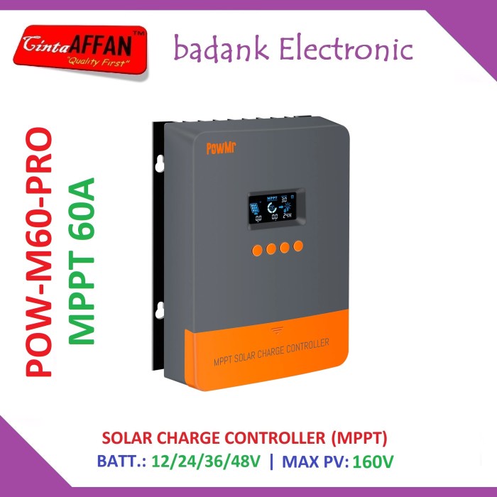 Jual POW-M60-PRO Solar Charge Controller 12V/24V/36V/48V SCC PowMr MPPT ...