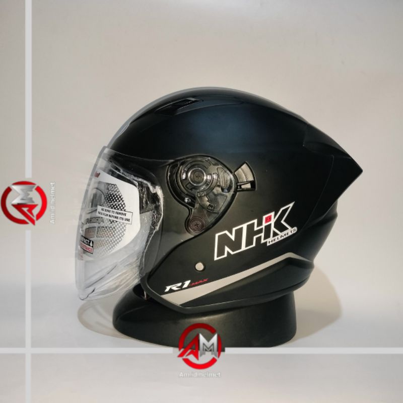 Jual HELM NHK R1 MAX SOLID ALL WARNA HALF FACE DOUBLE VISOR ORIGINAL ...