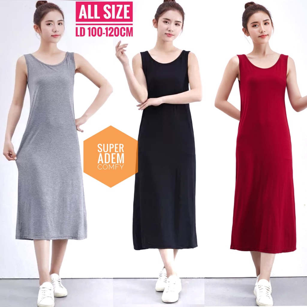 Jual Singlet Panjang Inner Dalaman Panjang Dress Panjang Jumbo Tanktop ...