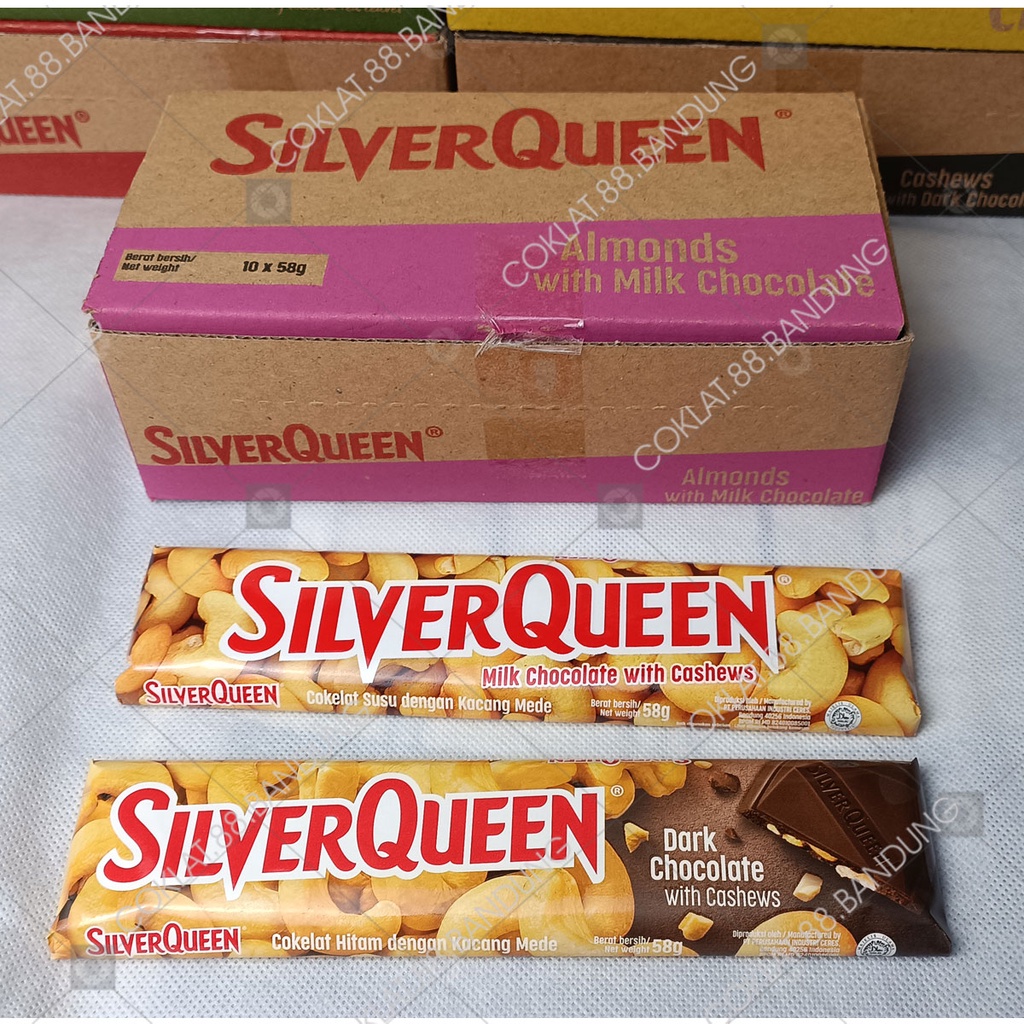 Jual Silverqueen 58gr 1 Box Isi 10 Pcs Coklat Silver Queen 58 Gram 1