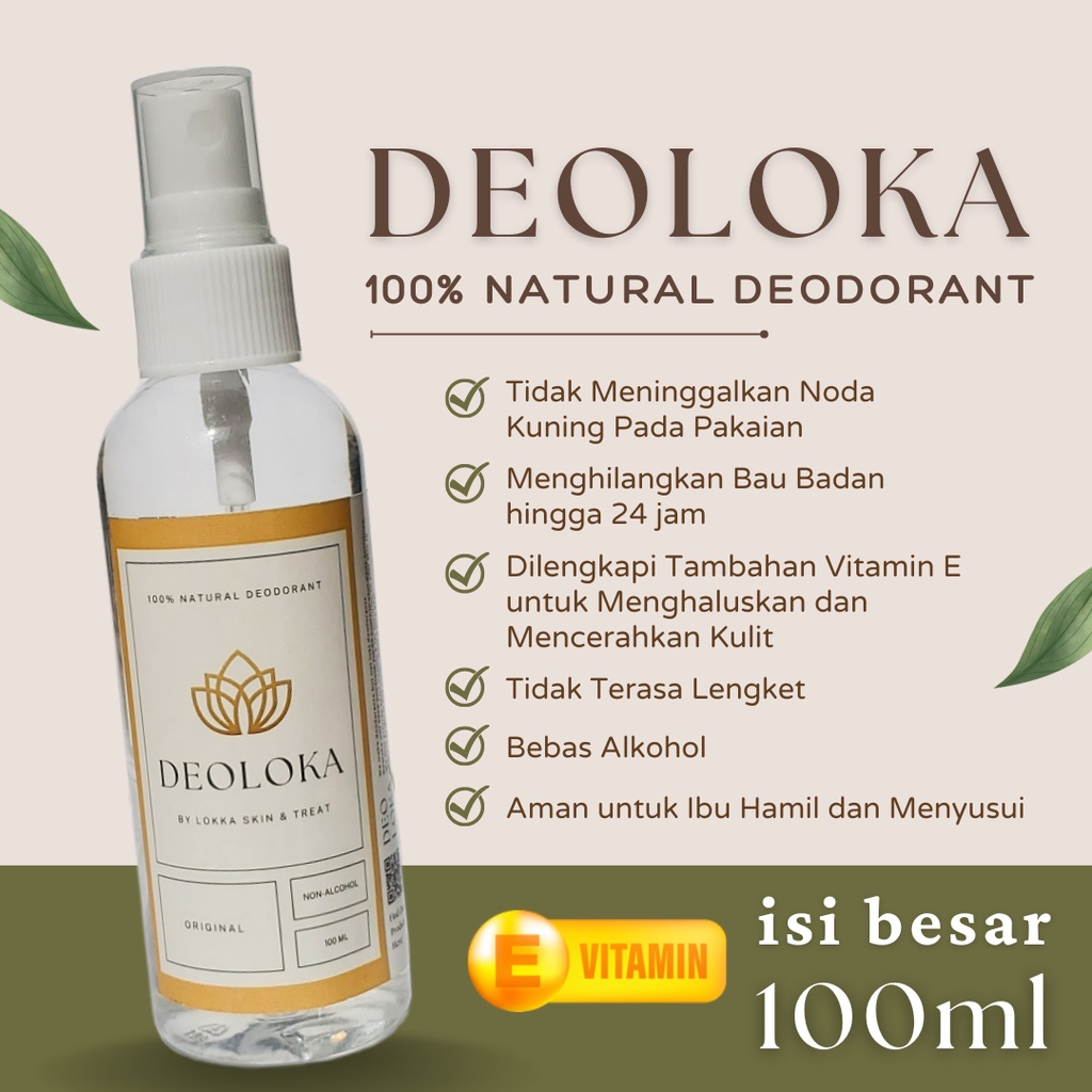 Jual DEOLOKA Natural Deodorant Tawas Spray 100ml 100 Alami dengan