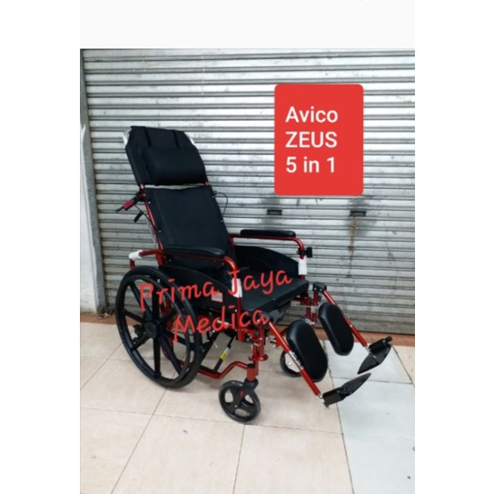 Jual Kursi Roda Avico Zeus 5 in 1 Rangka Aluminium Commode Rebahan ...