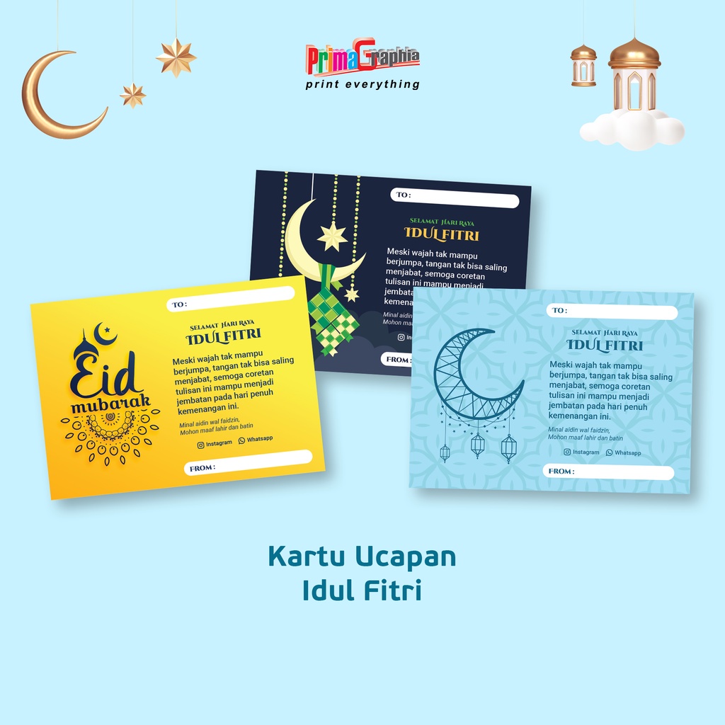 Jual Cetak Kartu Ucapan Idul Fitri Custom Desain Template | Shopee