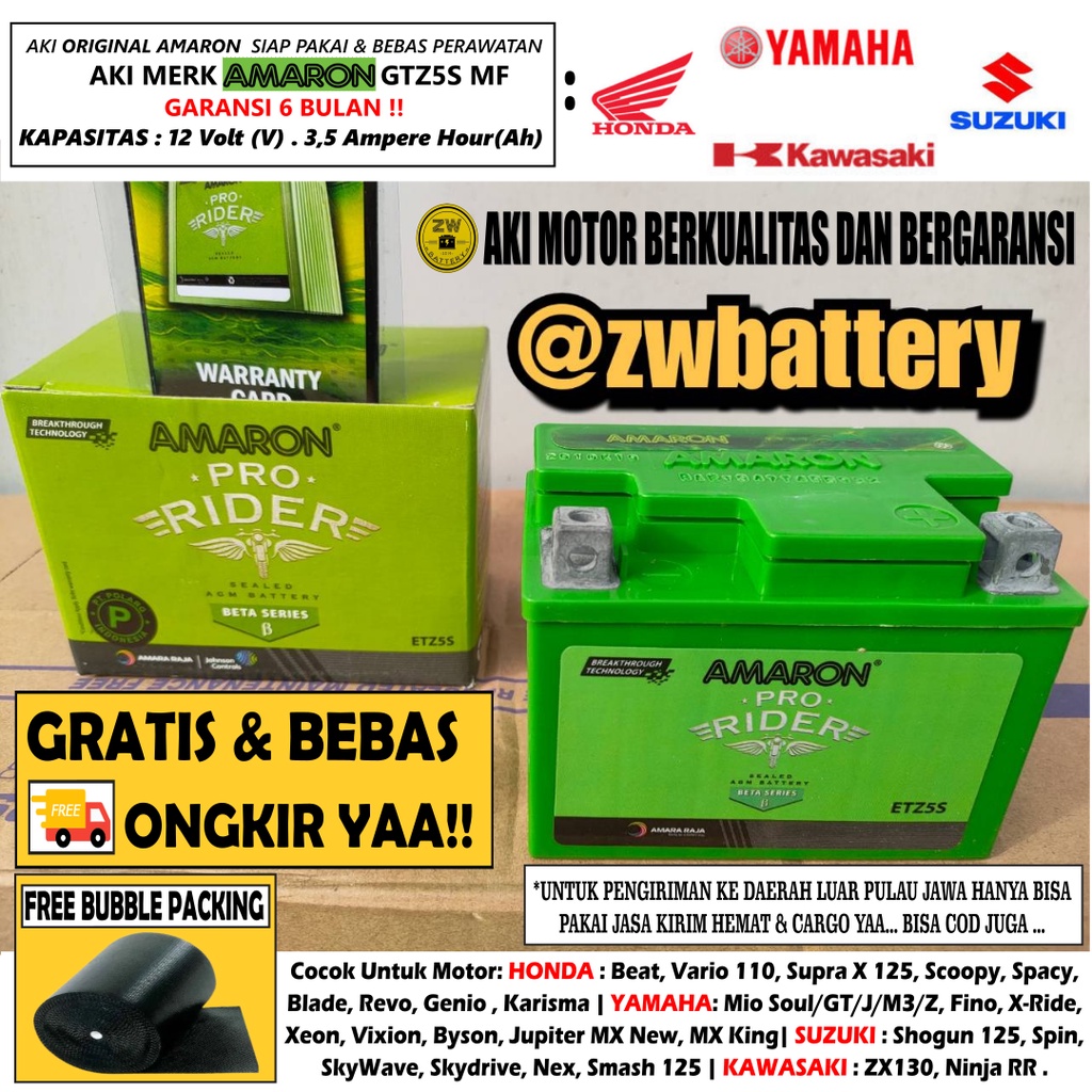 Jual AKI MOTOR VIXION NVL, BYSON, X-RIDE, XEON, XABRE, GEAR 125 GTZ5S