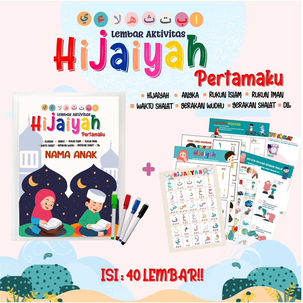 Jual Worksheet Belajar Menulis Hijaiyah - 40 LEMBAR - Lembar Kerja Anak